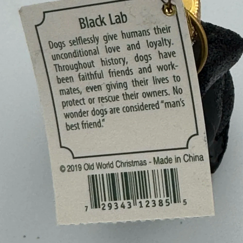 Old World Christmas BLACK LABRADOR Glass Ornament With Box‎ NEW
